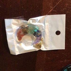 Clear moon with rocks necklace